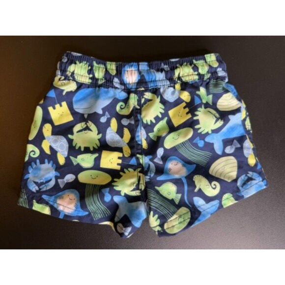 Carter's | Size 9 Months | Blue Colorful Fish Pattern Kids Baby Boys Swim Trunks - Picture 1 of 4